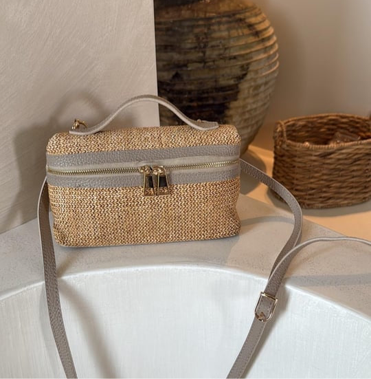 Sac à bandoulière en Osier- Gris