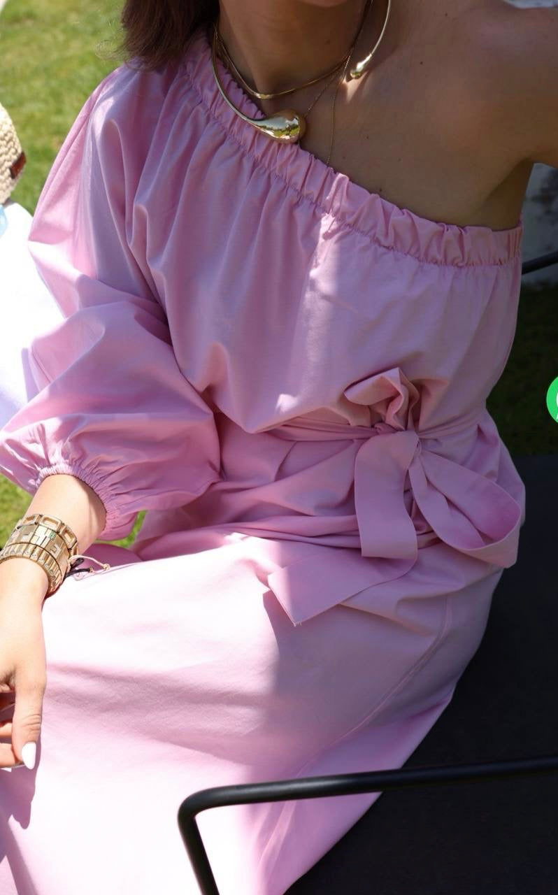 Robe asymétrique-Rose Bébé