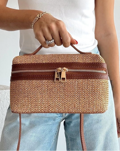 Sac à bandoulière en Osier- Marron