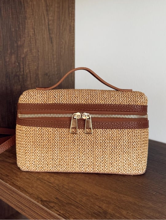 Sac à bandoulière en Osier- Marron