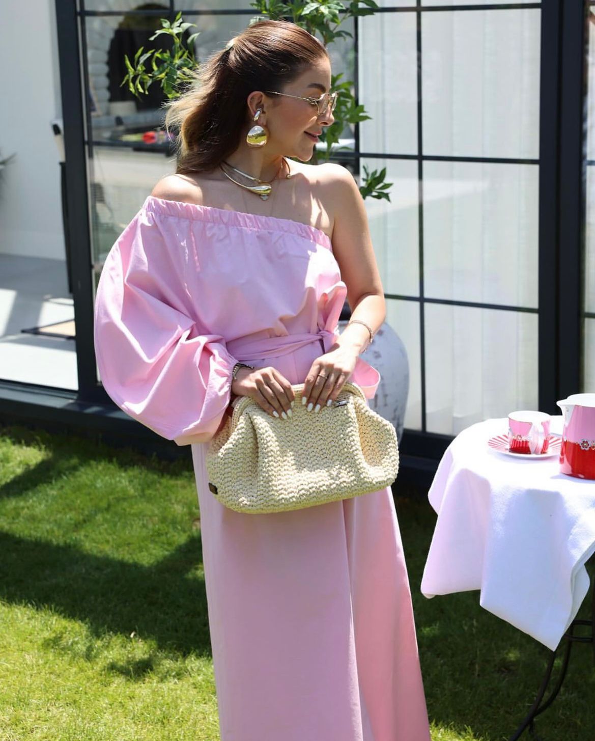 Robe asymétrique-Rose Bébé