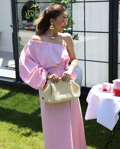 Robe asymétrique-Rose Bébé