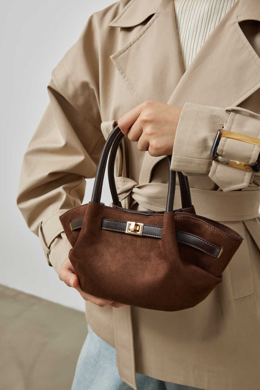 Mini sac marron cuir suédé